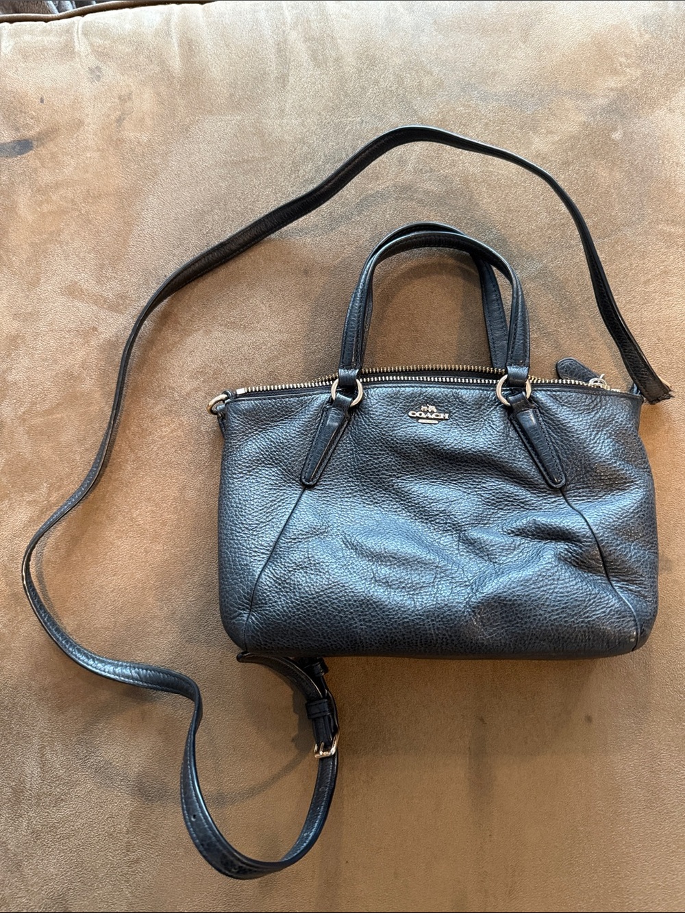 Coach Black Leather Crossbody Satchel